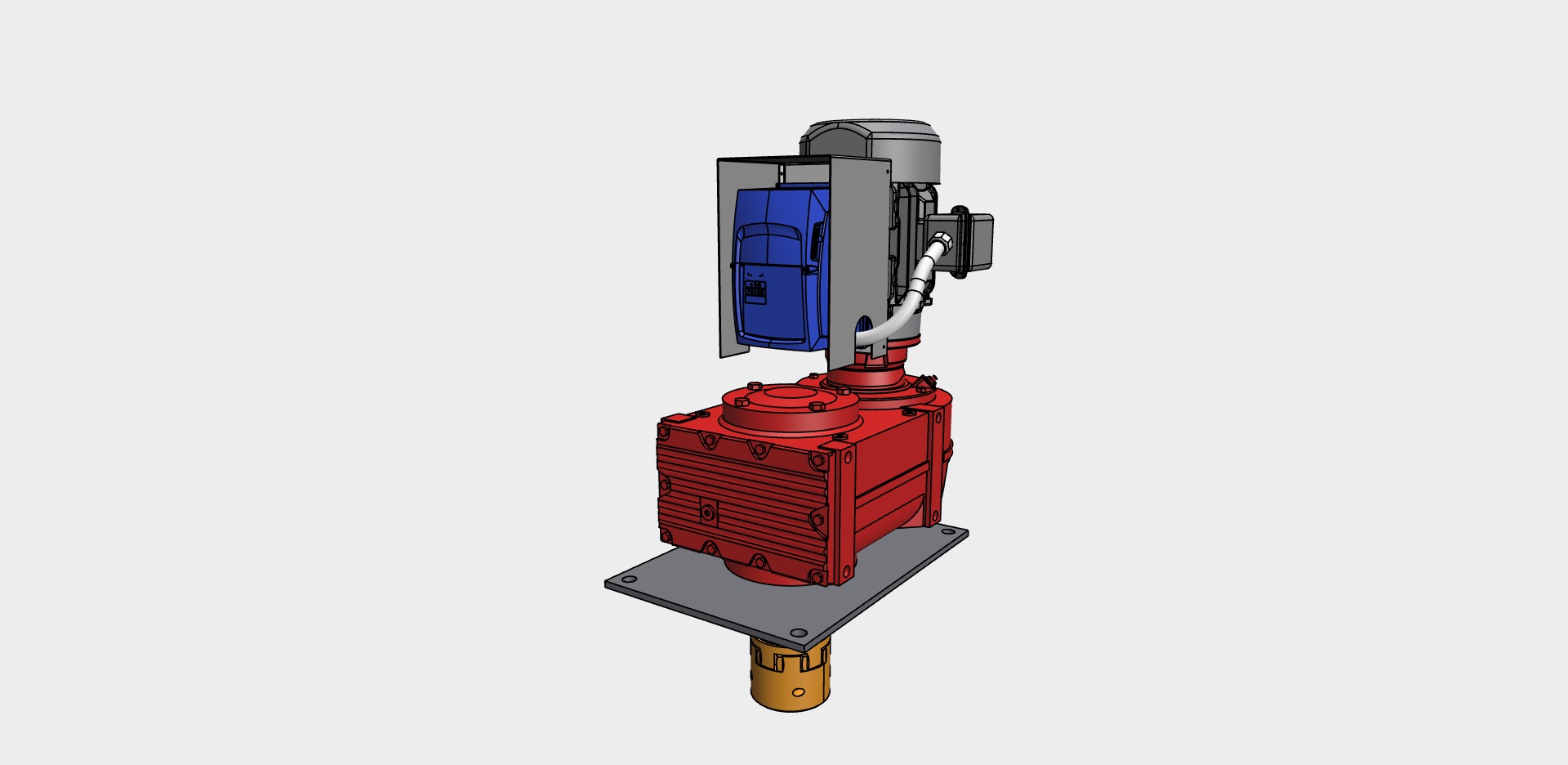 SEW FZ97AMS gearmotor with stainless housing, VFD, and coupling